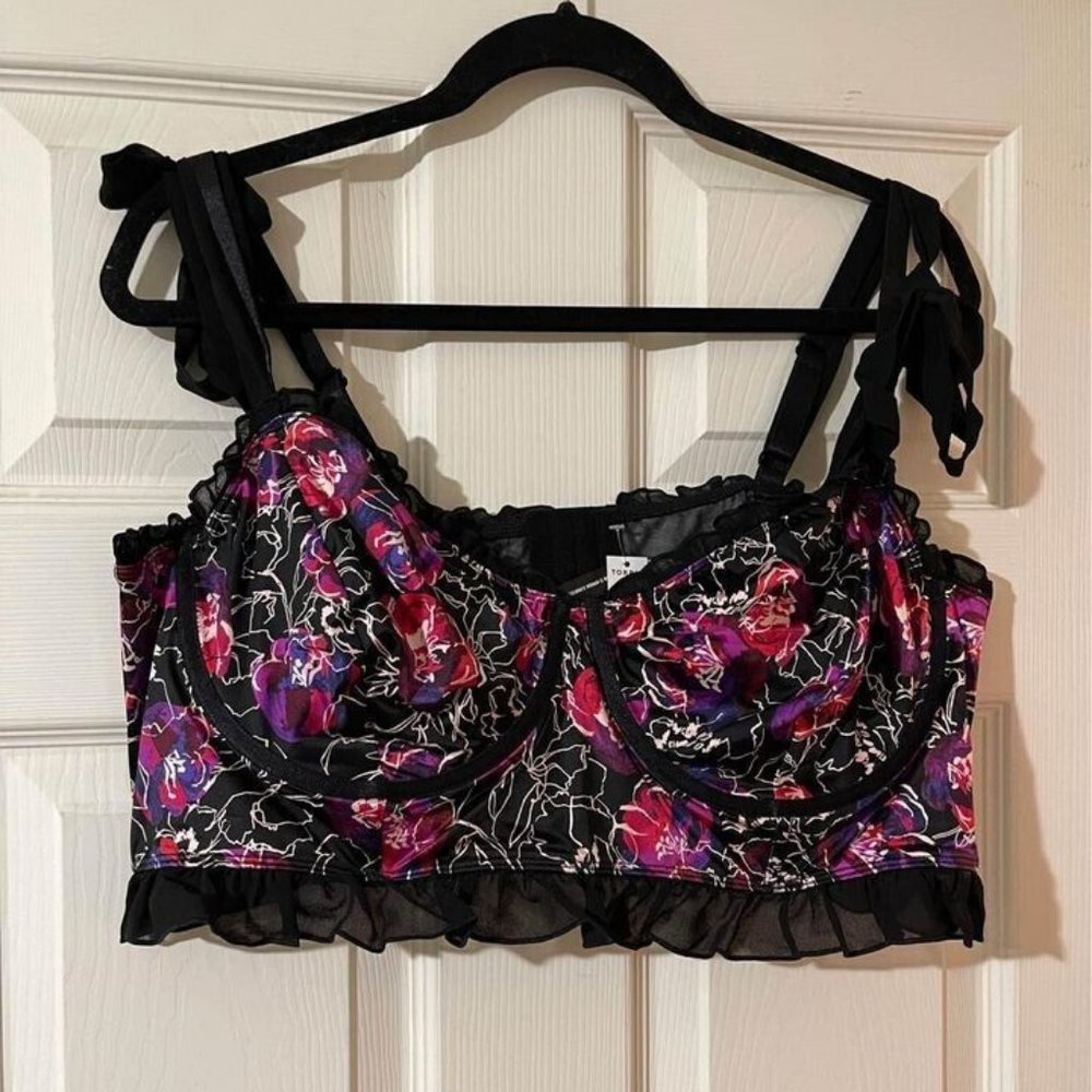 Torrid Plus Size 3 | 3X 22/24 LONGLINE UNLINED UNDERWIRE SATIN BRA - FLORAL